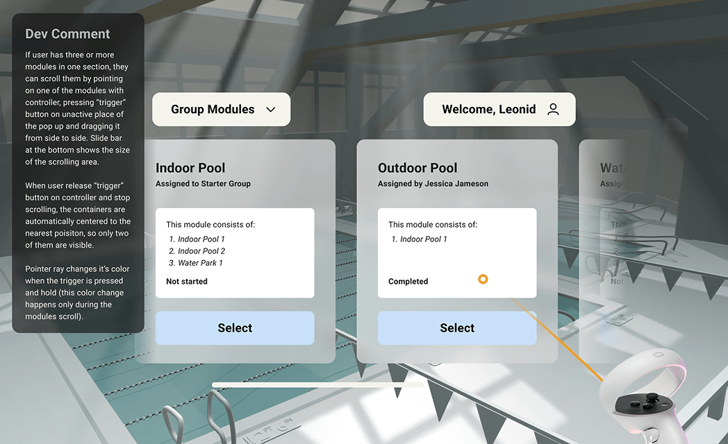 VR UI screen