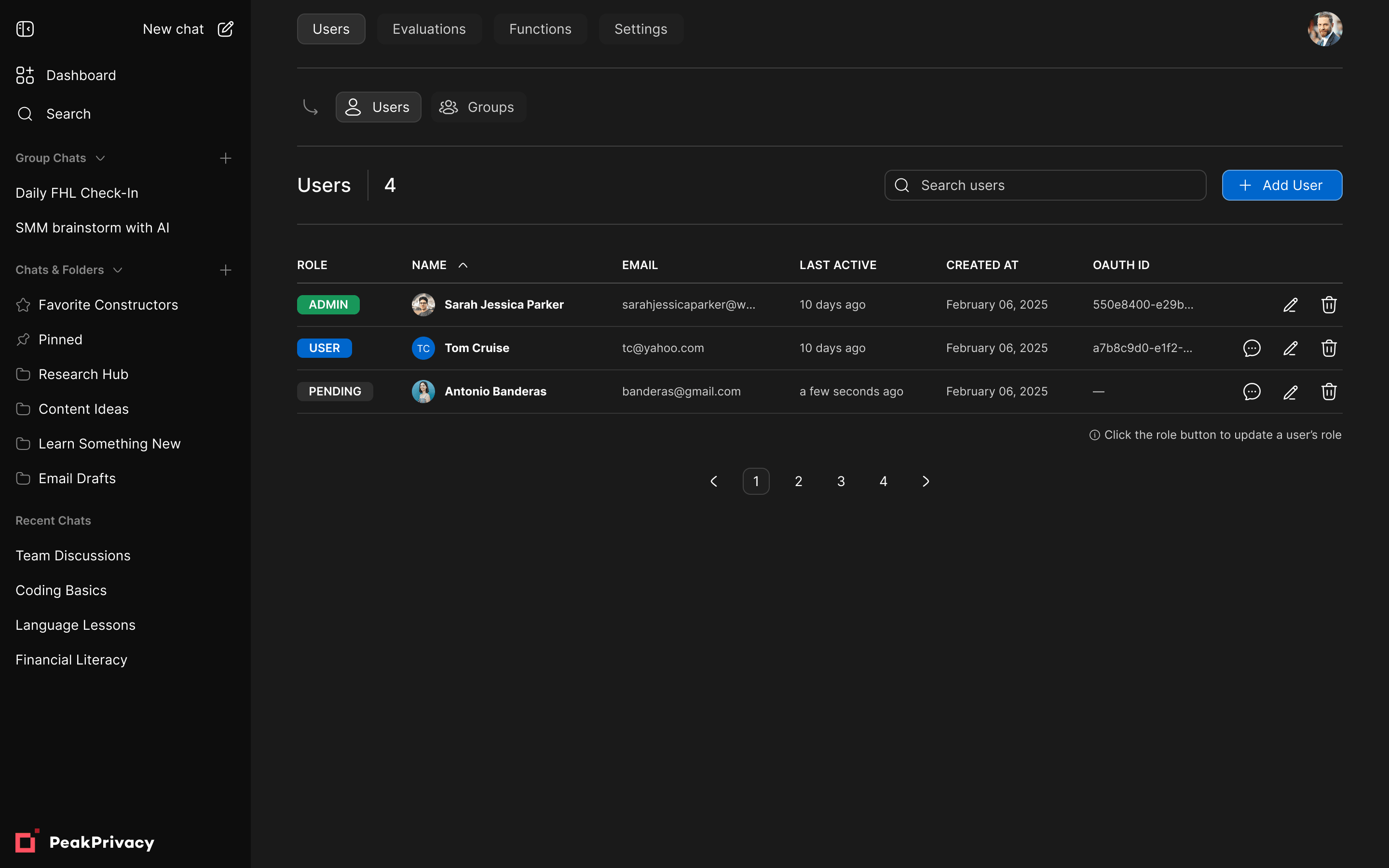 Chat interface