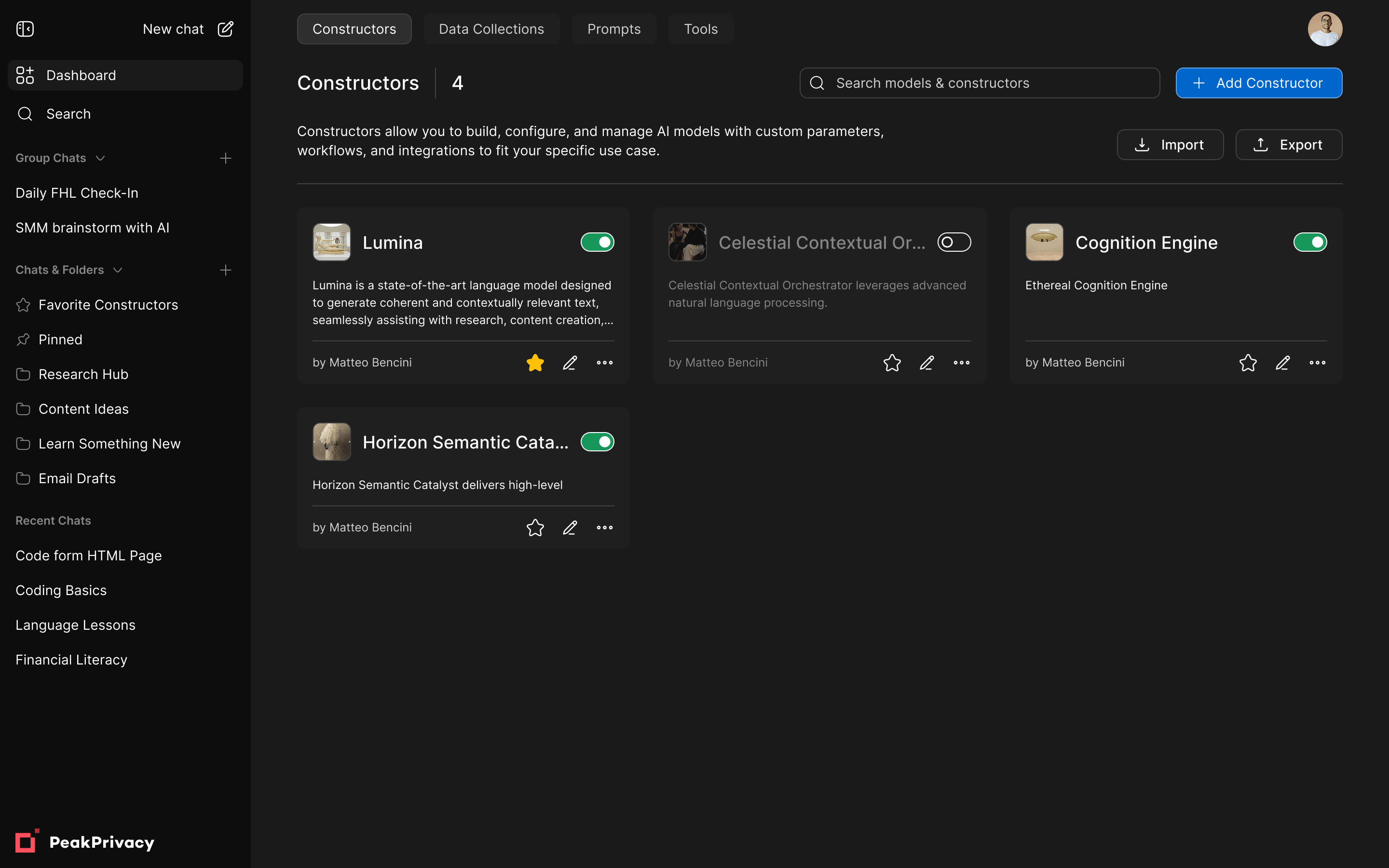 Constructors list
