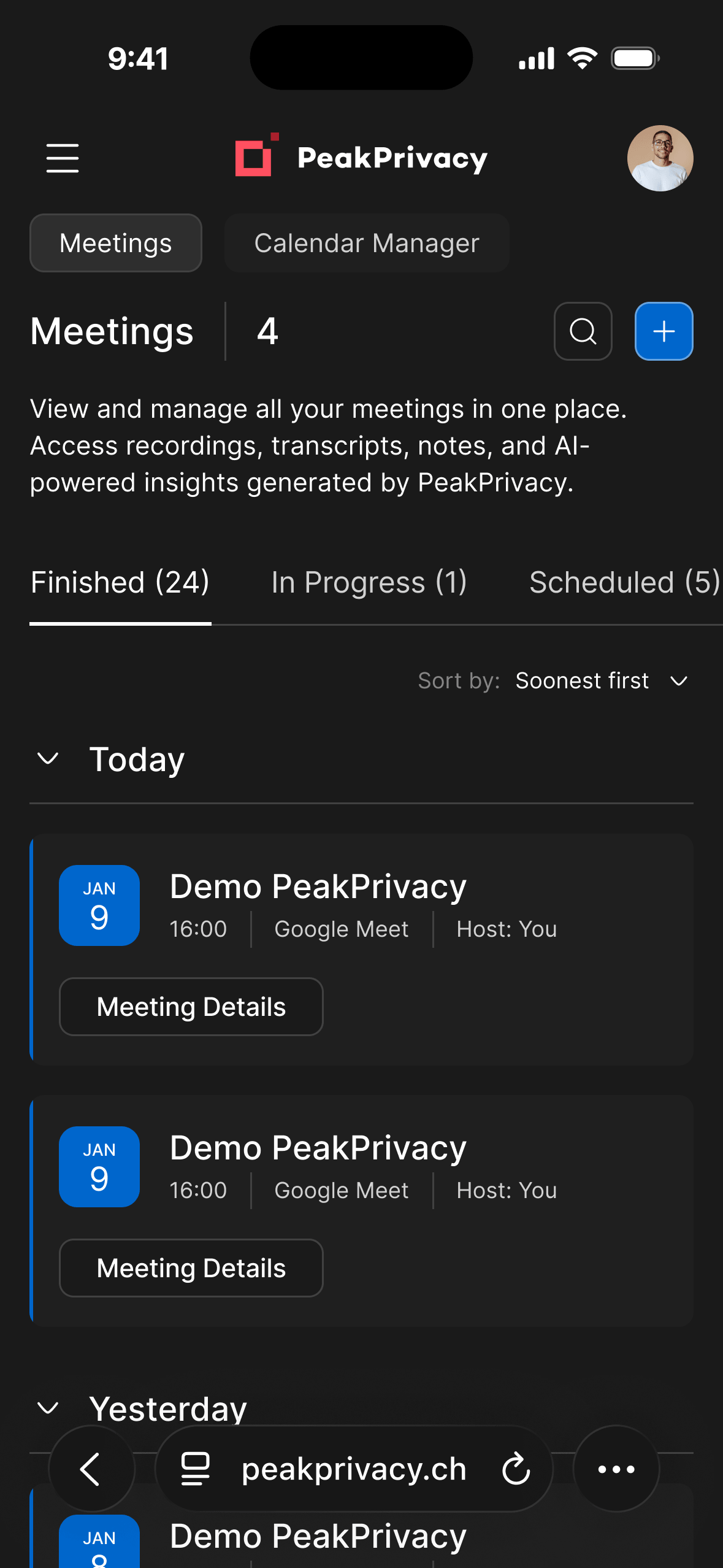 Meetings mobile