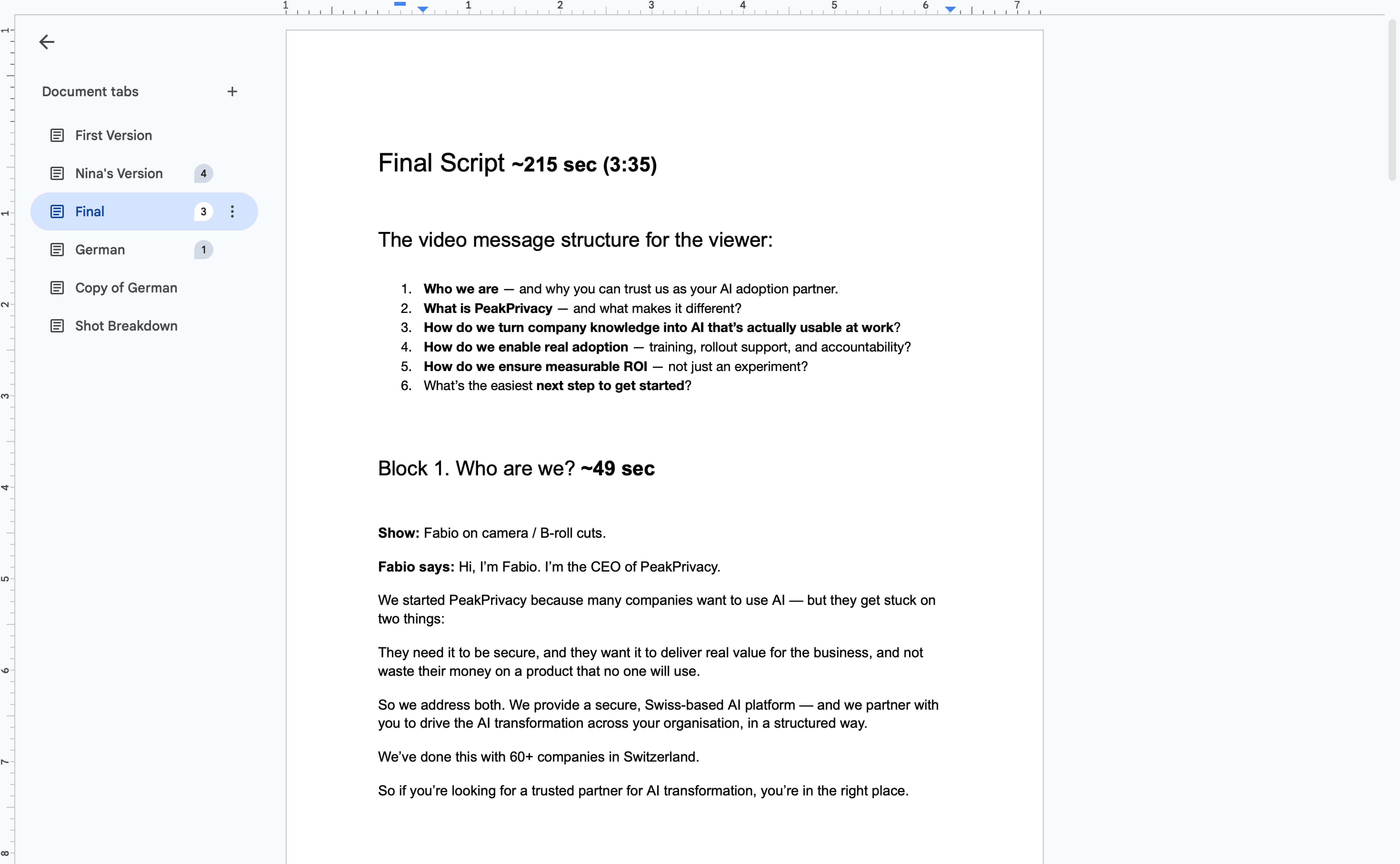 Promo script
