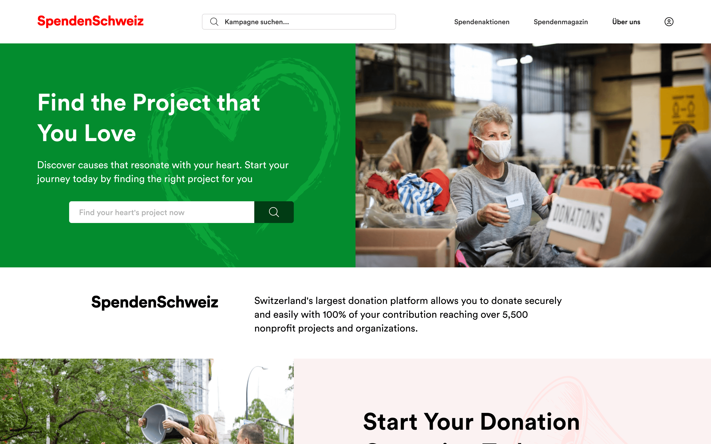 Donation homepage