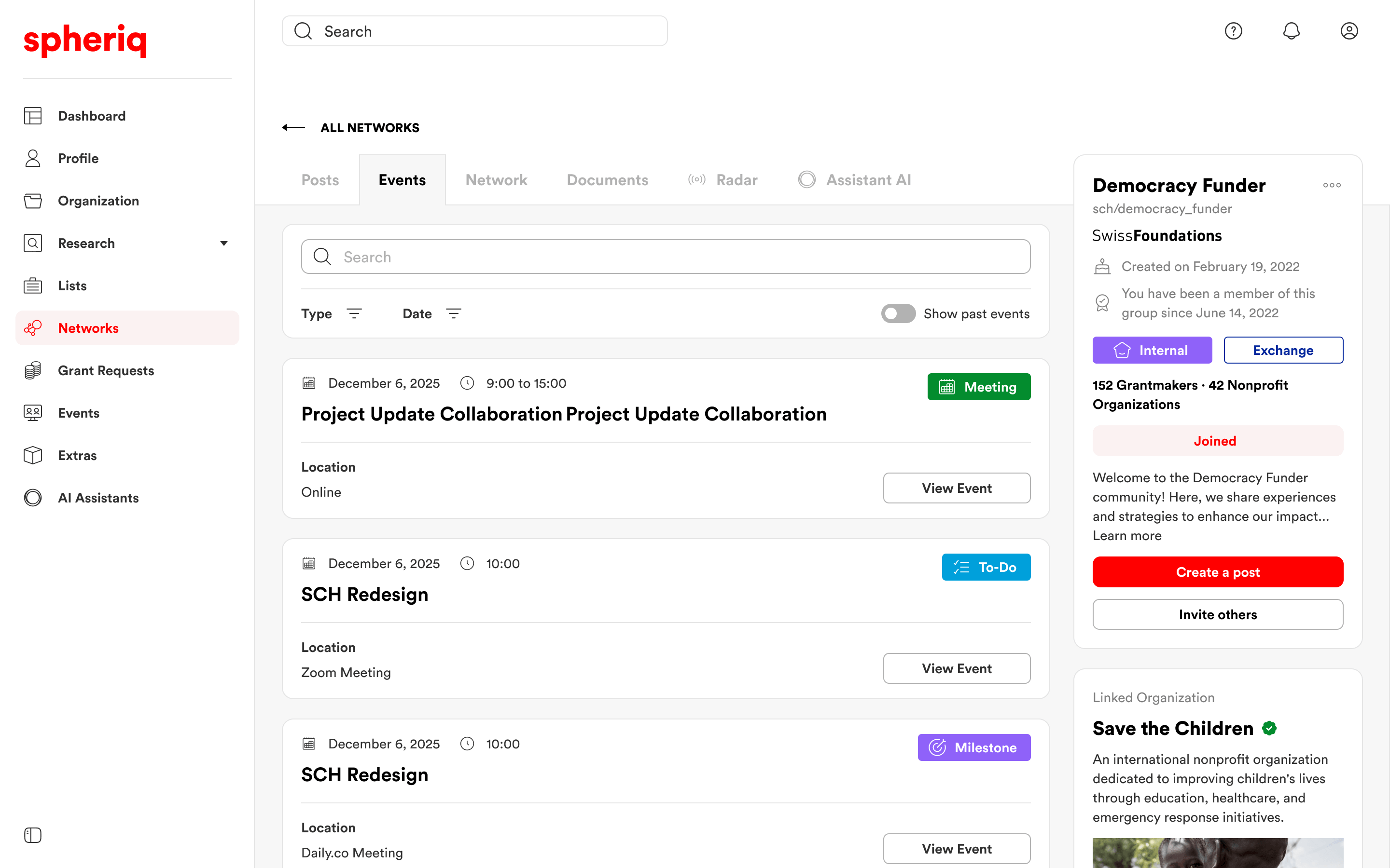 Network group — events