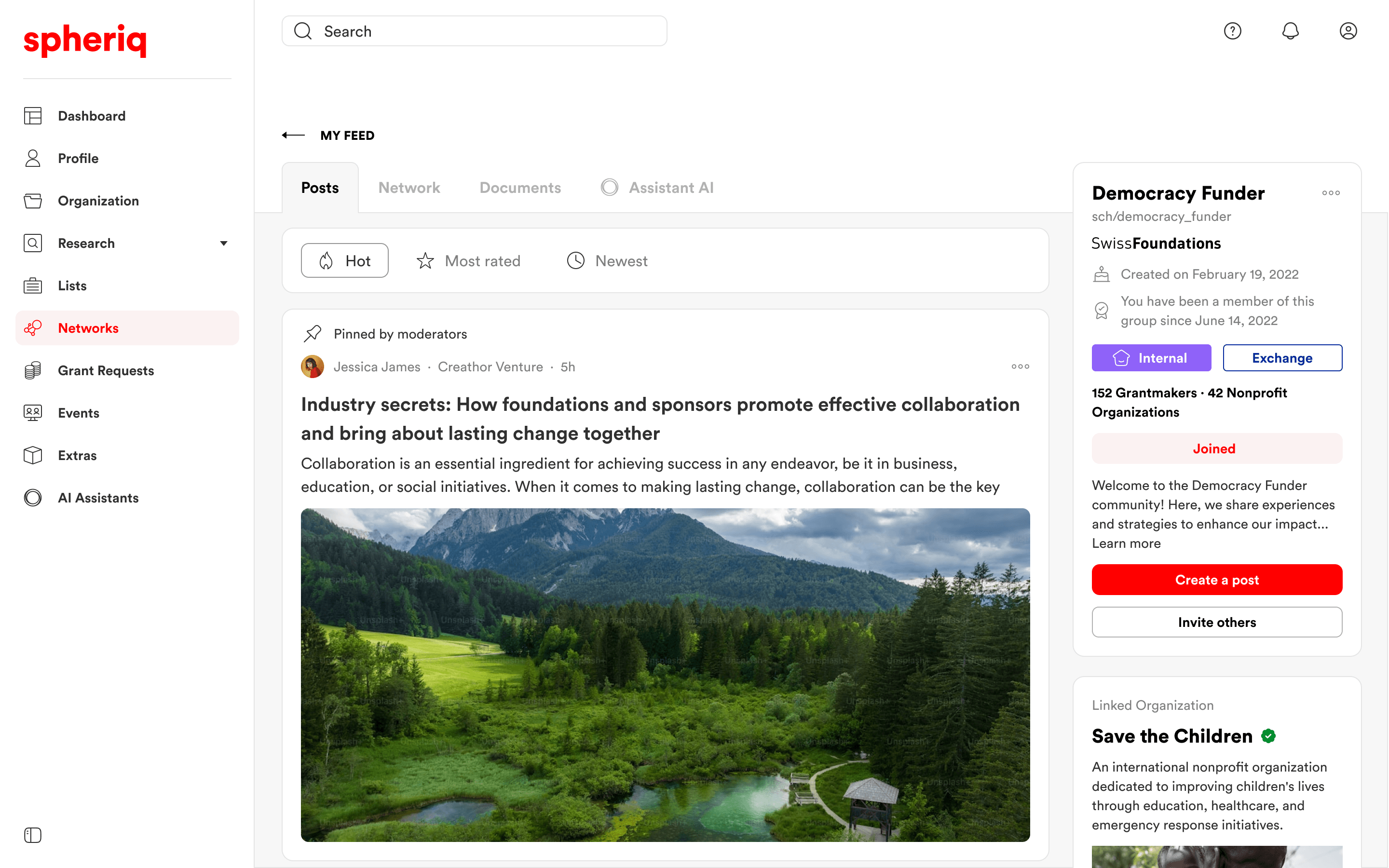 Network group — posts feed